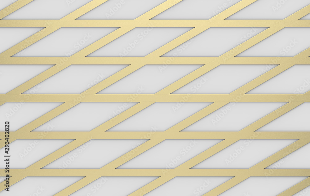 Poster 3d rendering. modern luxurious gold triangle grid line pattern design wall background.