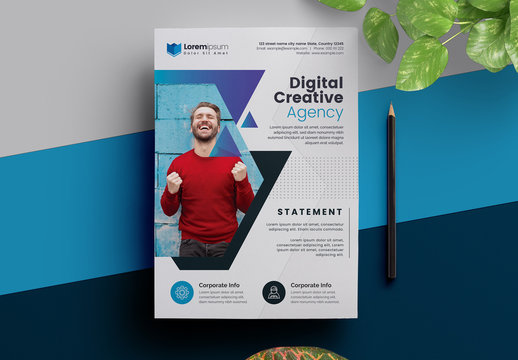 Corporate Flyer Layout with Geometric Photo Mask