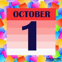 October 1 icon. For planning important day. Banner for holidays and special days. Vector Illustration.