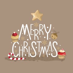 Merry Christmas card in vintage style.