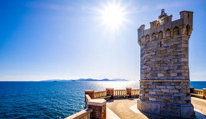 lighthouse at the harbor of piombino in italy