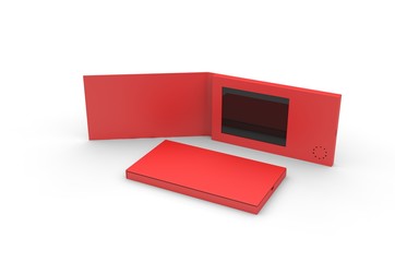 Blank  LCD Video Mailer Card And Brochure For branding. 3d render illustration.