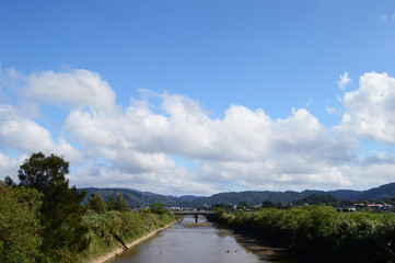 Fototapeta na wymiar 沖縄の田舎の川と橋