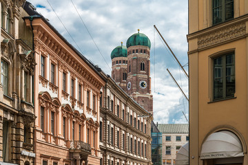 MUNICH, GERMANY - June 25, 2018: Antique building view in Old Town Munich, Germany