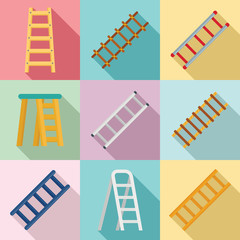 Ladder icons set. Flat set of ladder vector icons for web design © anatolir
