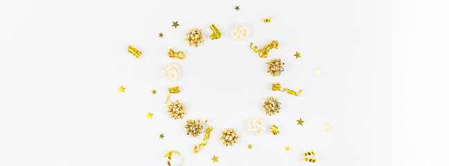 Christmas composition with golden frame