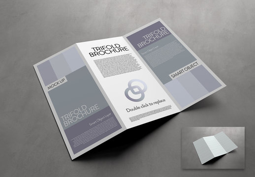 Trifold Brochure on Concrete Surface Mockup