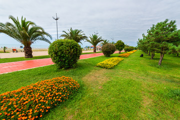 Batumi seafront boulevard with flowerbeds