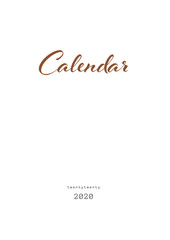 COVER Page - Minimal Daily Planner 2020 Year Design Template. Printable Diary Planner 2020. Calendar 2020 Vector Set 12 Months and Cover.