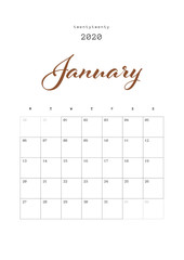 JANUARY - Calendar 2020 Design, Daily Planner 2020 Year. Vector Set 13 Pages.
