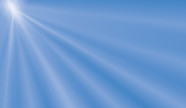 Lichtstrahlen von links oben auf blauem Hintergrund