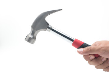 hammer in white background with hand
