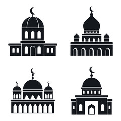 Mosque islam icons set. Simple set of mosque islam vector icons for web design on white background