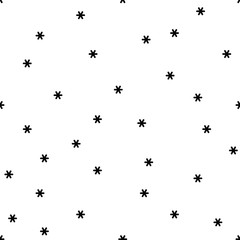 Vector seamless pattern with geometric snowflakes.