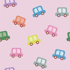 Amazing seamless vector car pattern. Baby ornament with toy machine