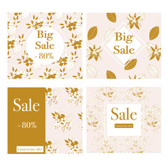Beautiful gold and white flowers in a set of four commercial banners