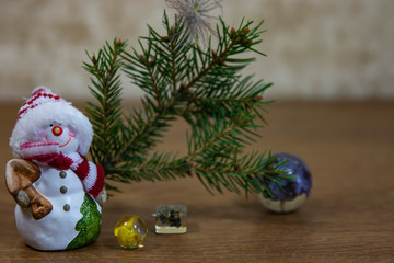 snowman on wooden background