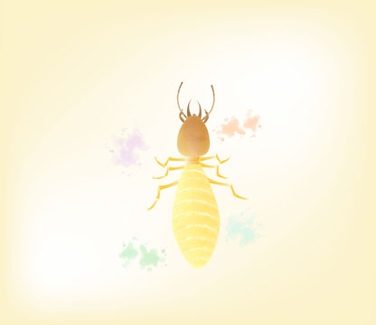 recommend clip art: Termite in colorful watercolor background, vector illustration.