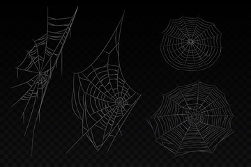 Set of isolated spider web. Halloween background