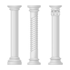 Set of isolated greek and roman, egypt column