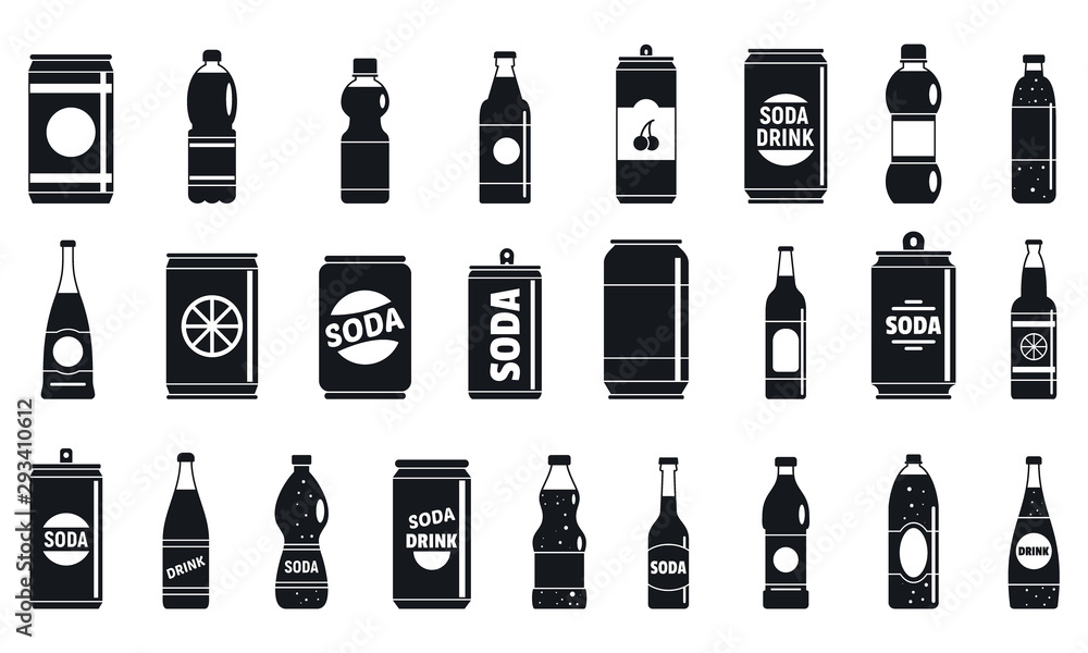Aufkleber soda drink icons set. simple set of soda drink vector icons for web design on white background