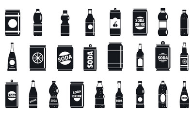 Soda drink icons set. Simple set of soda drink vector icons for web design on white background - obrazy, fototapety, plakaty