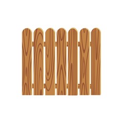 Wooden picket fence. Vector image on a white background.