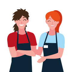 Fototapeta premium Isolated seller man and woman vector design