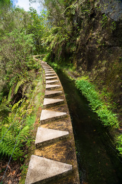 Levada with interesting designed shore