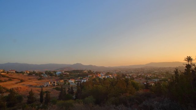 Sunrise over Pyrgos. Limassol, Cyprus. 4K VideoTimelapse