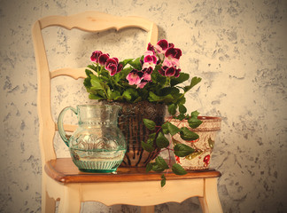 Still Life with pelargonium and fuchsia