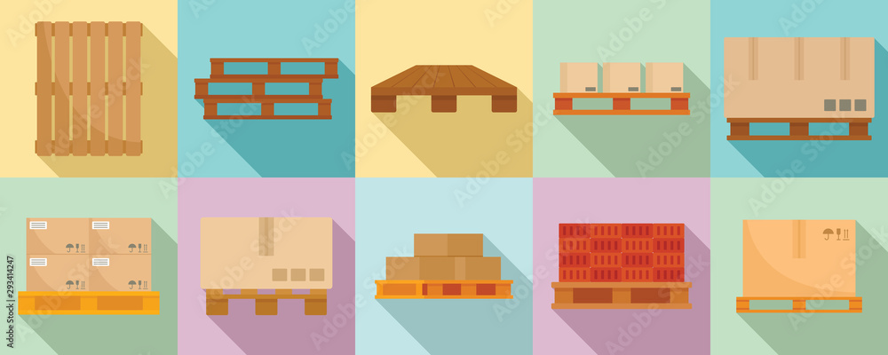 Poster pallet icons set. flat set of pallet vector icons for web design