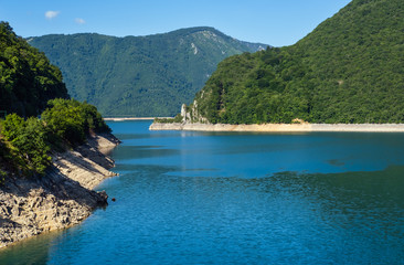 Obraz na płótnie Canvas Piva Lake (Pivsko Jezero) view in Montenegro.