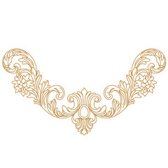 Golden vintage baroque ornament, corner. Retro pattern antique style acanthus.