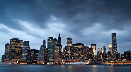Night view of the New York City skyline, Manhattan, USA
