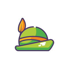 German hunting hat with feather on white background