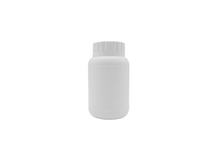 White plastic medicine bottle isolated on white background. Clipping Path