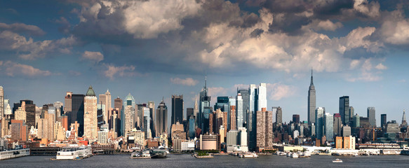 New York City skyline and harbour panoramic view, Manhattan, USA