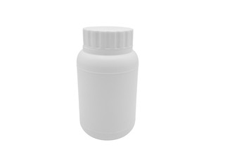 White plastic medicine bottle isolated on white background. Clipping Path