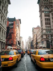 Deurstickers New York taxi Verkeersopstopping in Soho, New York City, Manhattan, VS