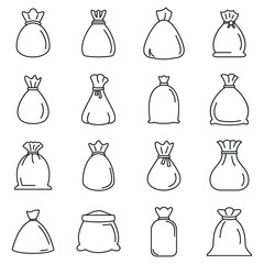 Bag icons set. Outline set of bag vector icons for web design isolated on white background - obrazy, fototapety, plakaty