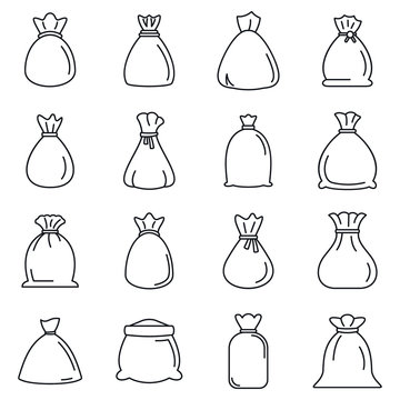 Bag icons set. Outline set of bag vector icons for web design isolated on white background