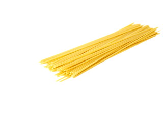 yellow Italian spaghetti on a white background ready to be cooked. typical Italian cuisine. Food background concept. Italian food concept.