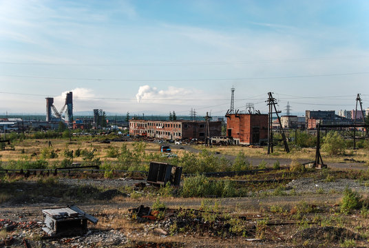 An Abandoned Mine In Which Nickel, Copper, Platinum, Gold, Cobalt, Palladium And Other Rare Components Were Mined. Talnakh, Norilsk, Russia.