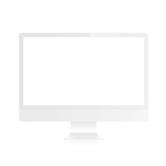 White screen mockup computer monitor. Computer display isolated on white background - stock vector.