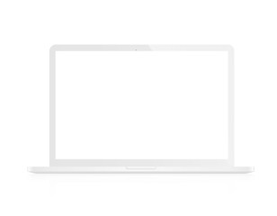 White screen mockup notebook. Laptop isolated on white background - stock vector.