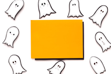 Orange frame with Copy space for text on background with ghosts