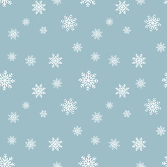 Naklejka na ściany i meble Snowflake seamless pattern. Snow on white background. Abstract wallpaper, wrapping decoration. Symbol winter, Merry Christmas holiday, Happy New Year celebration Vector illustration.