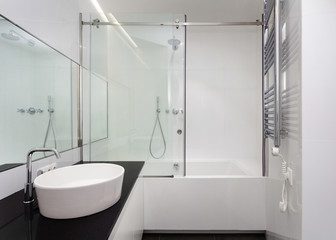 Modern interior of new bathroom in house