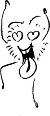 Fun doodle cartoon emoticon - in love